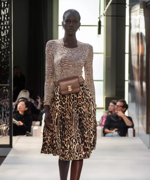 Belted leather top tb bag