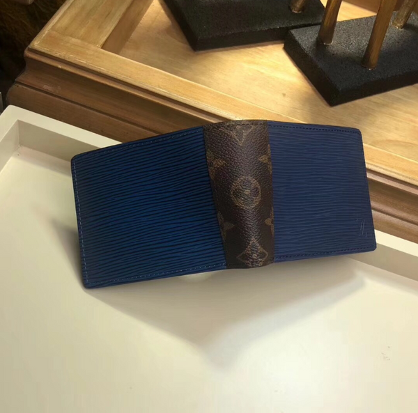 Louis Vuitton Blue/Grey Epi Leather Canvas Patchwork Multiple Wallet at  1stDibs