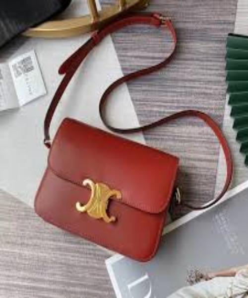 Celine Teen Triomphe Bag In Shiny Calfskin Red – newlookbag