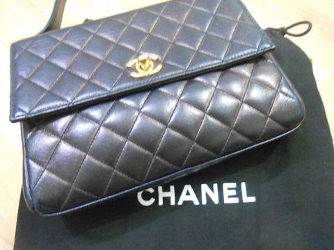 Chanel Small Flap Bag With Top Handle Navy Blue-Gold
