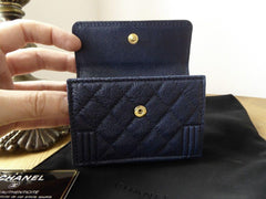 Chanel Boy Small Flap Wallet Blue