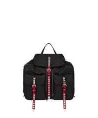 Prada Black Nylon Backpack Red