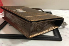 Diorama Dark Gold-Toned Metallic Calfskin Flap Bag