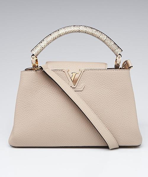 Louis Vuitton Galet Gray Taurillon Leather Capucines BB Gold