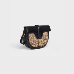Celine Small Besace 16 Bag In Pony Calfskin With Leopard Print