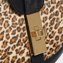 Celine Small Besace 16 Bag In Pony Calfskin With Leopard Print