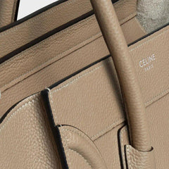Celine Micro Luggage Handbag In Drummed Calfskin Dune