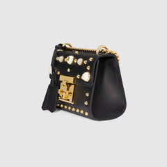 Gucci Padlock Shoulder Bag Black With Pearls