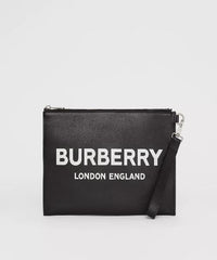 Burberry Logo Print Zip Pouch Black