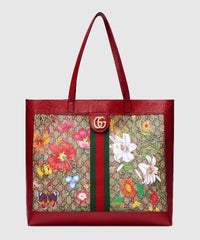 Gucci Ophidia GG Flora Medium Tote Red