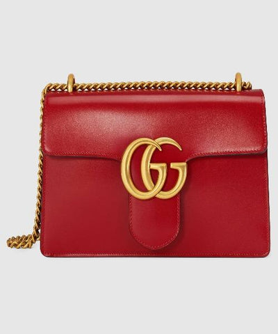 Gucci GG Marmont Leather Shoulder Bag Red