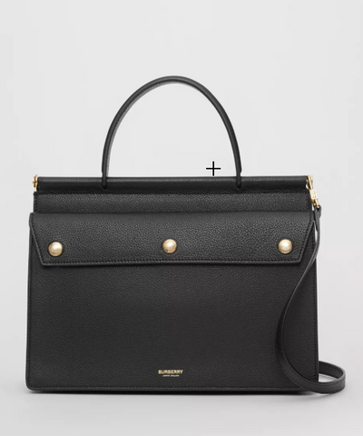 Burberry Small Leather Title Bag With Pocket Detail Black