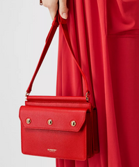 Burberry Small Leather Title Bag With Pocket Detail Red