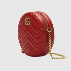 Gucci GG Marmont Mini Round Shoulder Bag Wine Red