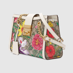 Gucci Padlock Small Shoulder Bag White Flora