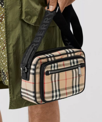Burberry Vintage Check And Leather Crossbody Bag Archive Beige