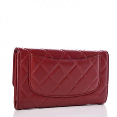 Chanel Classic Long Flap Wallet Lambskin Leather Burgundy