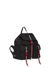 Prada Black Nylon Backpack Red