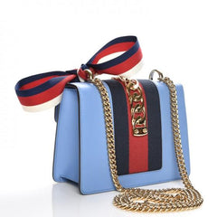Gucci Sylvie Leather Mini Chain Bag Light Blue