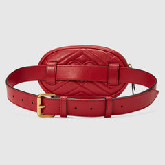 Gucci GG Marmont Matelassé Leather Belt Bag Hibiscus Red