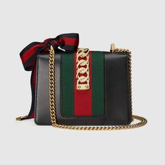 Gucci Sylvie Leather Mini Chain Bag Black