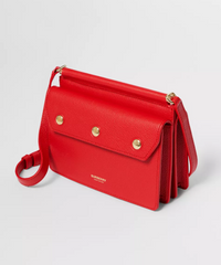 Burberry Small Leather Title Bag With Pocket Detail Red