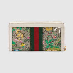 Gucci Ophidia GG Flora Zip Around Wallet White