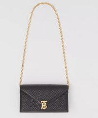 Burberry Small Quilted Monogram TB Envelope Clutch Black