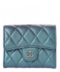 Chanel Classic Card Holder Grained Calfskin Iridescent Turquoise