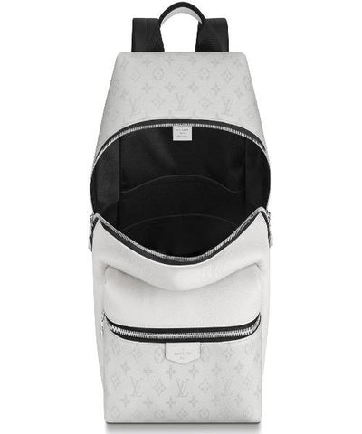 LV Discovery Backpack PM Taiga Leather Monogram White