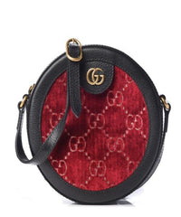 Gucci GG Velvet Round Shoulder Bag Red