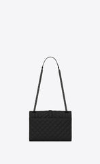 Saint Laurent Envelope Medium Bag Mix Matelassé Grain De Poudre Embossed leather Black Black-Toned