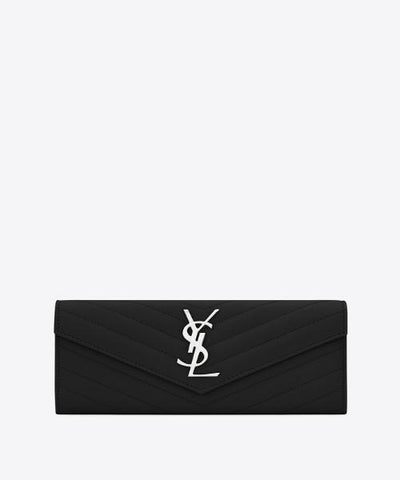 Saint Laurent Monogram Large Flap Wallet Black De Poudre