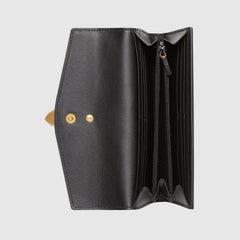 Gucci Sylvie Leather Zip Around Wallet Black