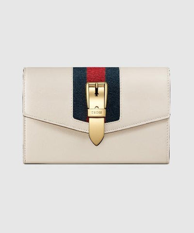 Gucci Sylvie Leather Mini Chain Bag White