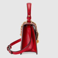 Gucci Sylvie Leather Mini Top Handle Hibiscus Red Bag