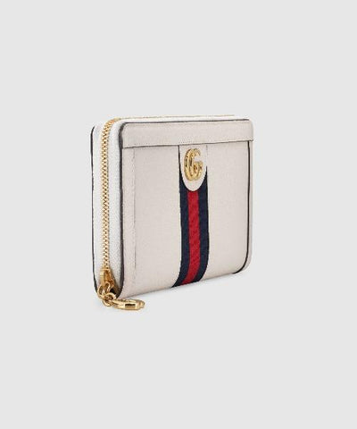 Gucci Ophidia Zip Around Wallet White Leather
