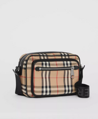 Burberry Vintage Check And Leather Crossbody Bag Archive Beige