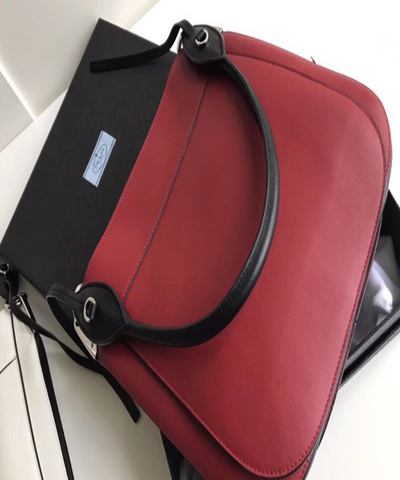 Prada Margit Leather Shoulder Bag Red