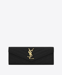 Saint Laurent Monogram Large Flap Wallet Black De Poudre