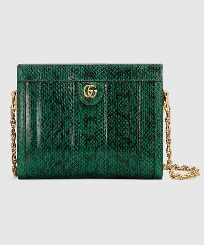 Gucci Ophidia Small Snakeskin Shoulder Bag Emerald