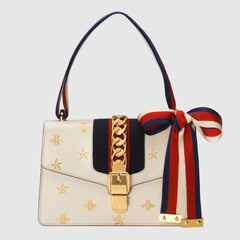 Gucci Sylvie Bee Star Small Shoulder Bag White