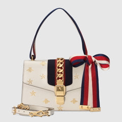 Gucci Sylvie Bee Star Small Shoulder Bag White