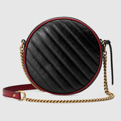 Gucci GG Marmont Mini Round Shoulder Bag Black Cerise