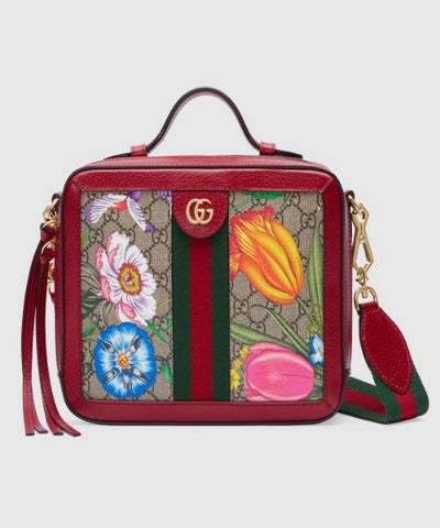 Gucci Ophidia GG Flora Small Shoulder Bag Red