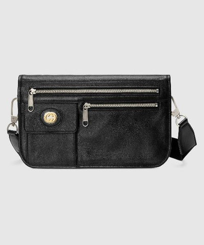 Gucci Medium Soft Leather Messenger Bag Black