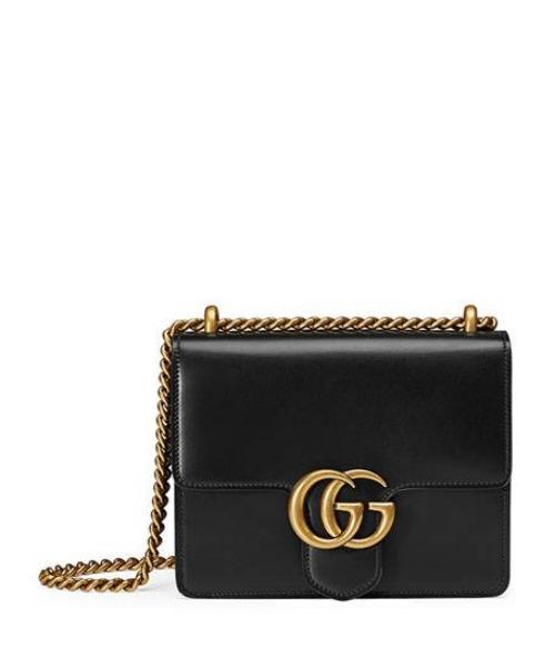 Gucci GG Small Marmont Leather Shoulder Bag Black