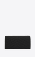 Saint Laurent Monogram Large Flap Wallet Black De Poudre