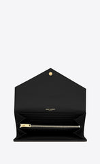 Saint Laurent Monogram Large Flap Wallet Black De Poudre