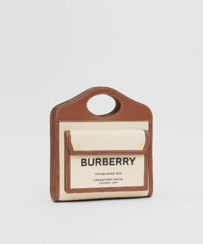 Burberry Mini Two-Tone Canvas And Leather Pocket Bag Brown